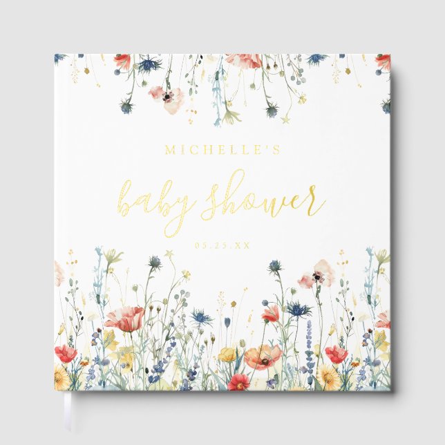 Lebhafte Wildblume Babydusche Gästebuch (Vorderseite)