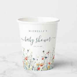 Lebhafte Wildblume Babydusche Pappbecher