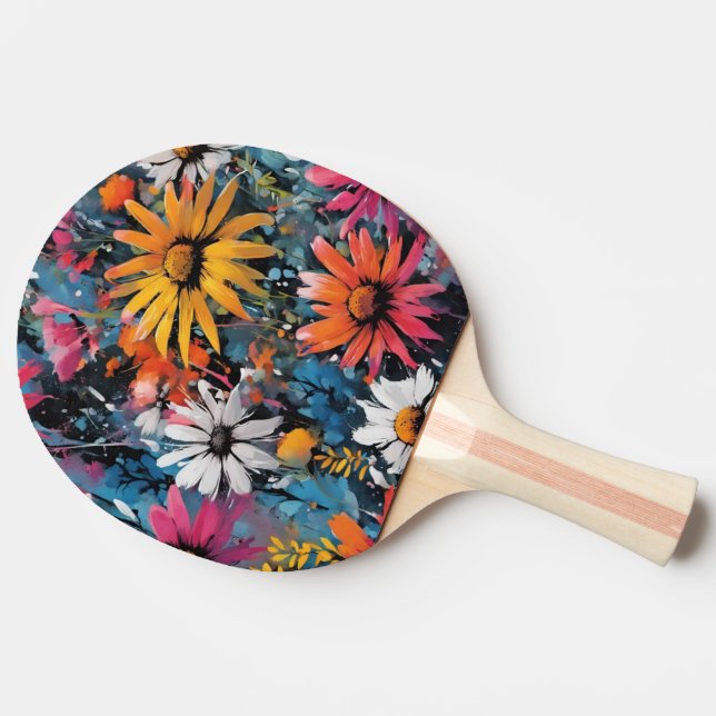Lebhafte Wildblume drucken Tischtennis Schläger (Rückseite Seitenansicht)