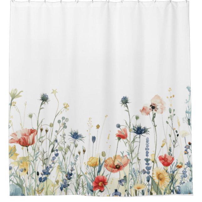 Lebhafte Wildblume Duschvorhang (Vorderseite)