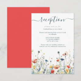 Lebhafte Wildblume Hochzeitsempfang Begleitkarte