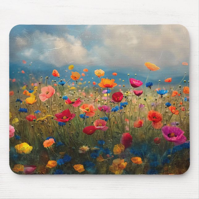 Lebhafte Wildblume Impressionist Mousepad (Vorne)