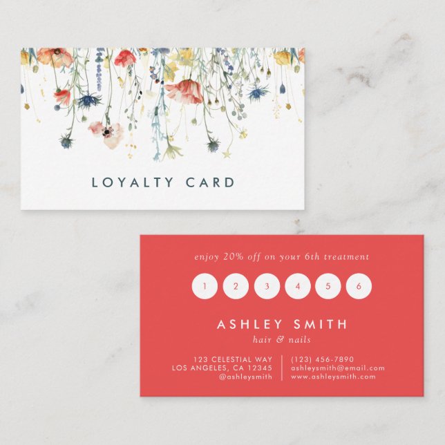 Lebhafte Wildblume Treuekarte (Vorne/Hinten)