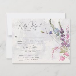 Lebhafte Wildblumen rosa violett gelb RSVP Karte
