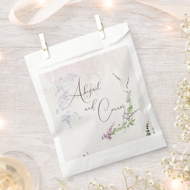 Lebhafte Wildblumen Rosa Violett Klassische Rundsi Geschenktütchen (Ausgeschnitten)