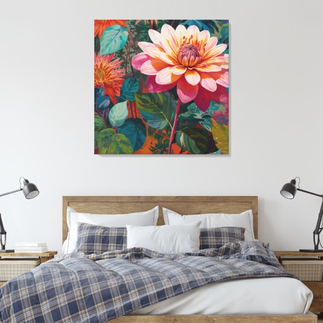 Lebhafte Wildgarten mit feinem rosa Gerbera Leinwanddruck (Insitu (Schlafzimmer))