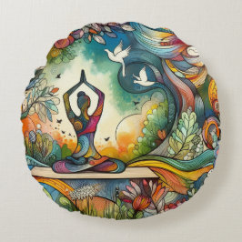 Lebhafte Yoga-Stille Rundes Kissen
