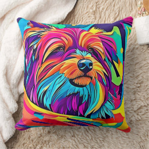 Lebhafte Yorkie Pop Art Kissen
