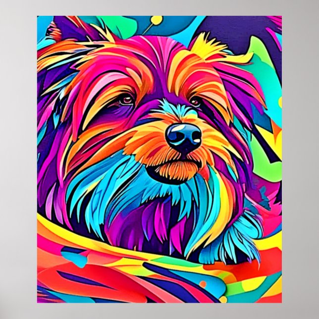 Lebhafte Yorkie Pop Art Poster (Vorne)