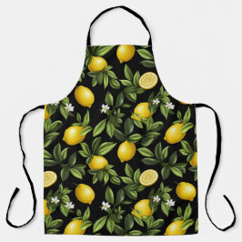 Lebhafte Zitronen im schwarzen Hintergrund Schürze