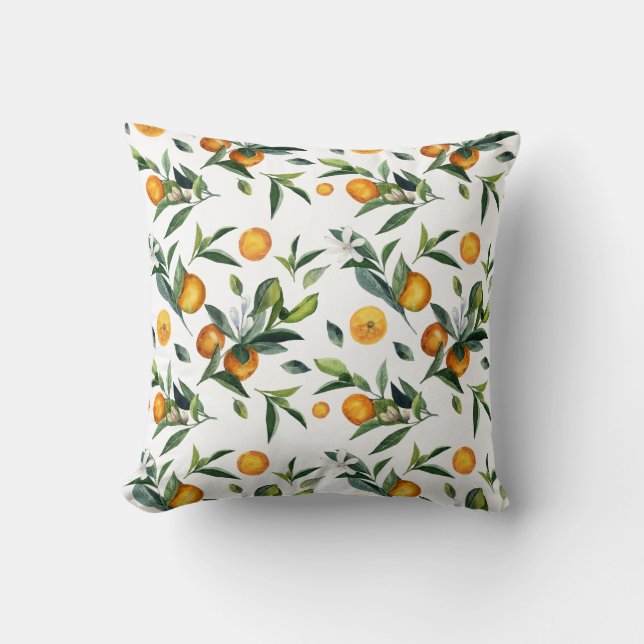 Lebhafte Zitrusfrüchte der Mandarine Orange green Kissen (Vorderseite)