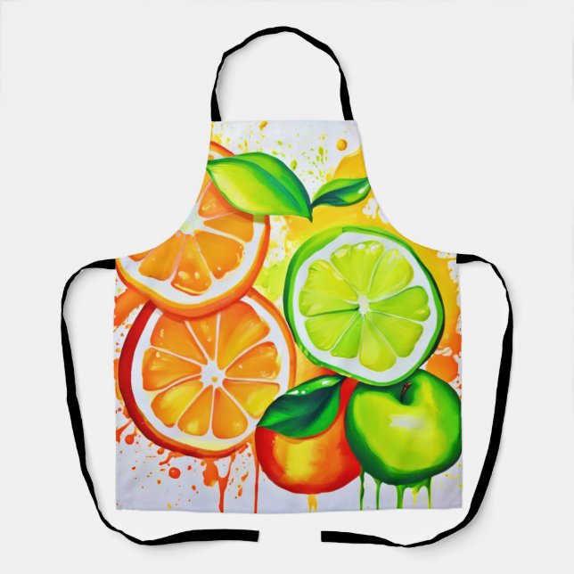 Lebhafte Zitrusfrüchte Splash Art Schürze (Vorderseite)