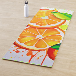 Lebhafte Zitrusfrüchte Splash Art Yogamatte
