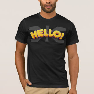 Lebhafter 3D-Cartoon HELLO! Textentwurf T-Shirt