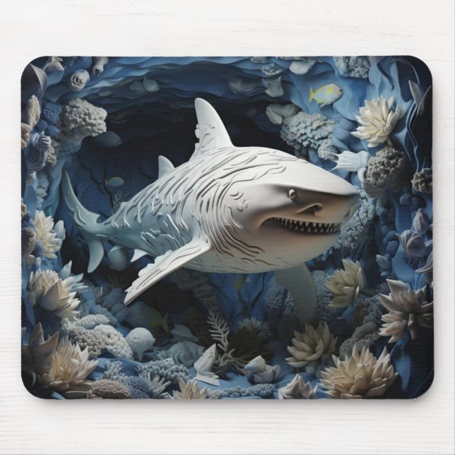 Lebhafter 3D-Hai Mousepad (Vorne)