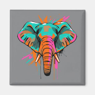 Lebhafter Abstrakter Elefant mit fett Aquamarin Magnet