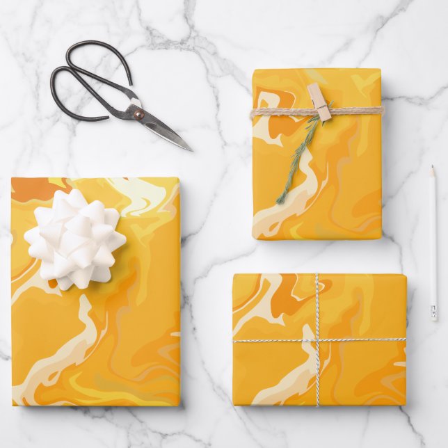 Lebhafter Abstrakter Fluss in Orange Geschenkpapier Set (Vorderseite)