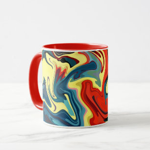Lebhafter Abstrakter Fluss mit gelben und roten Hi Tasse