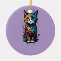 Lebhafter abstrakter Katzenkunst-T - Shirt - perfe