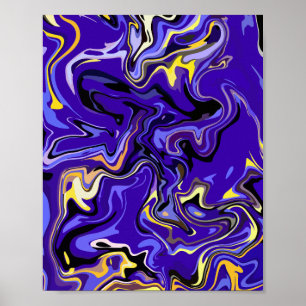 Lebhafter Abstrakter Swirl mit Lila, gelber und sc Poster