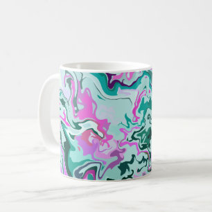 Lebhafter Abstrakter Swirl mit Rosa und Grün Kaffeetasse