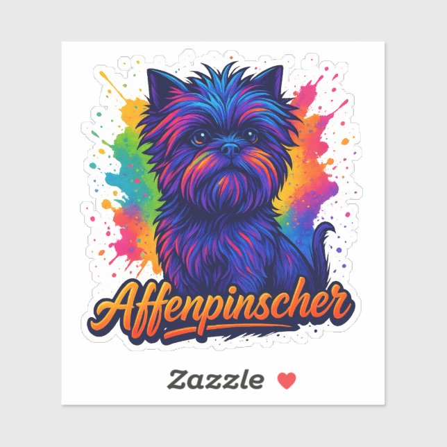 Lebhafter Affenpinscher Pop Kunstmuseum Monte San  Aufkleber (Blatt)