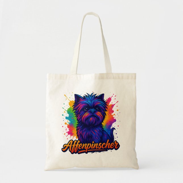 Lebhafter Affenpinscher Pop Kunstmuseum Monte San  Tragetasche (Vorne)