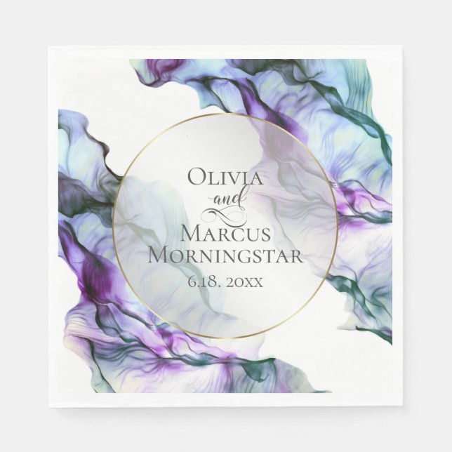 Lebhafter Aquamariner Indigo Abstrakter Aquarellfa Serviette (Vorderseite)