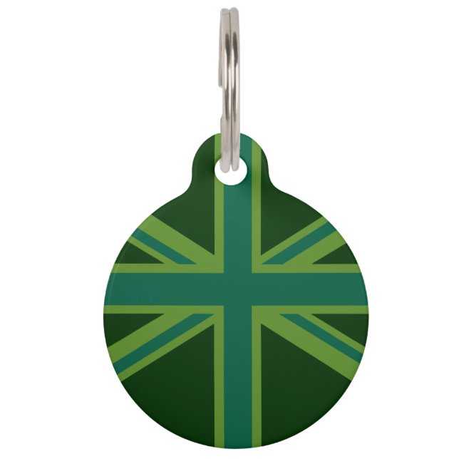 Lebhafter Aquamariner Union Jack Haustiermarke (Vorderseite)