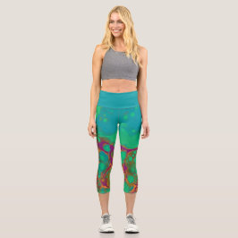 Lebhafter Bach, Cyan, Minze grün, Lila Rivulkane Capri Leggings