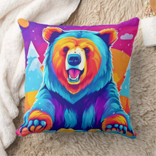 Lebhafter Bär im Schnee Kissen