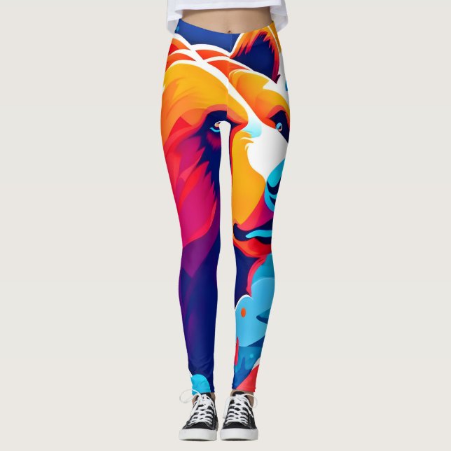 Lebhafter Bär, Moonlit-Szene Leggings (Vorderseite)