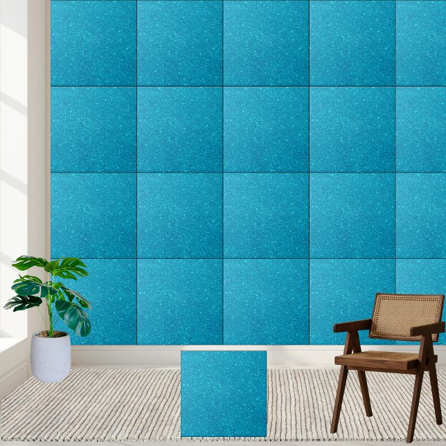 Lebhafter blauer Glitzer Sparkle Keramik Tile Fliese (Vibrant Blue Glitter Sparkle Ceramic Tile)