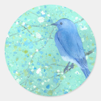 Lebhafter Blauvogel Runder Aufkleber