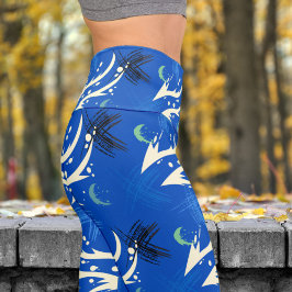 Lebhafter Blue Dragon Slash Pattern Yoga Capri Leggings