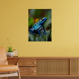 Lebhafter Blue Poison Dart Frog im Regenwald Poster