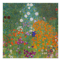 Lebhafter Blumengarten - Gustav Klimt Gloss Poster