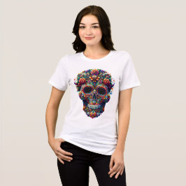 Lebhafter Blumenzuckerschädel Tri-Blend Shirt
