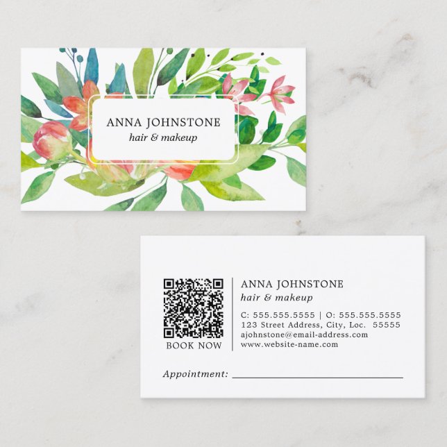 Lebhafter botanischer QR-Code | Ernennung Visitenkarte (Vorne/Hinten)
