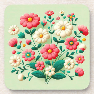 Lebhafter Bouquet mit 3D-Blume Getränkeuntersetzer