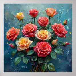 Lebhafter Bouquet mit Rose Poster