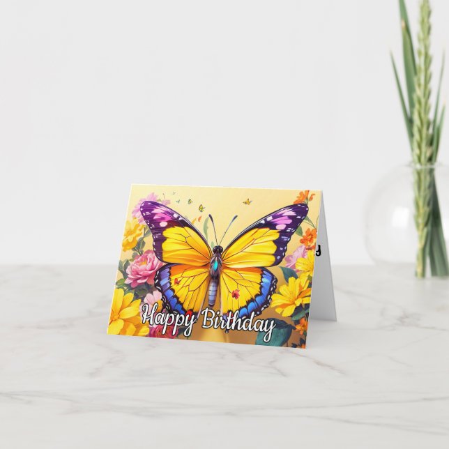 Lebhafter Butterfly Art Happy Birthday Karte (Vorderseite)