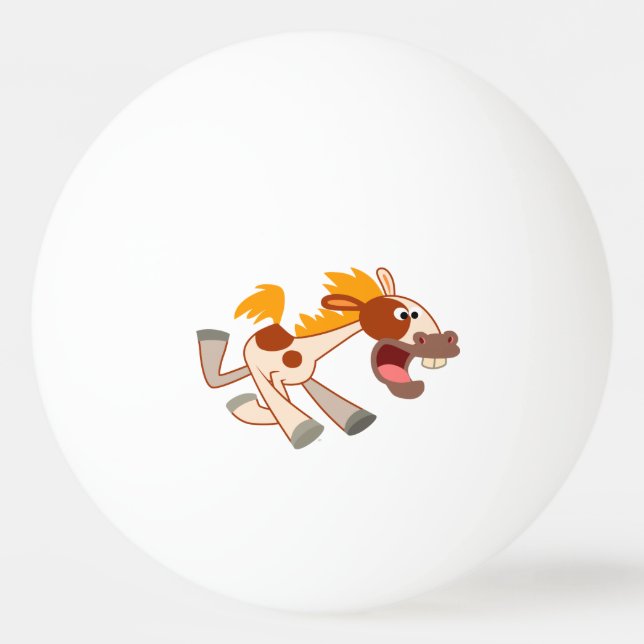 Lebhafter Cartoon Pinto Pferd Ping Pong Ball Tischtennisball (Vorderseite)