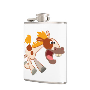 Lebhafter Cartoon Pinto Pferdesteppe Flachmann