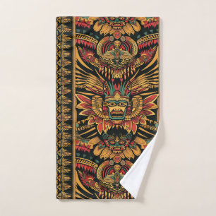 Lebhafter Cyan "Aztec Dream" Baumwollhandtuch Handtuch