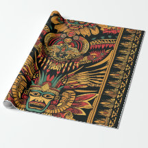 Lebhafter Cyan "Aztec Dream" Matte Wrapping Paper