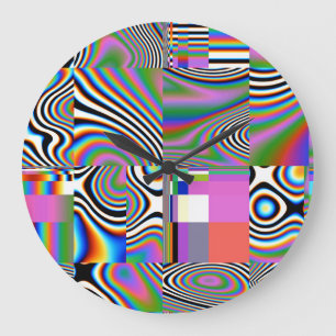 Lebhafter digitaler Abstrakt geometrischer Hinterg Große Wanduhr