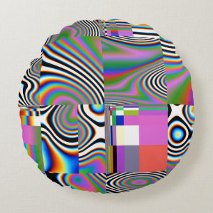 Lebhafter digitaler Abstrakt geometrischer Hinterg Rundes Kissen