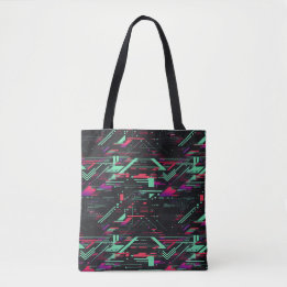 Lebhafter digitaler Glitch Geometric Tote-Sack Tasche