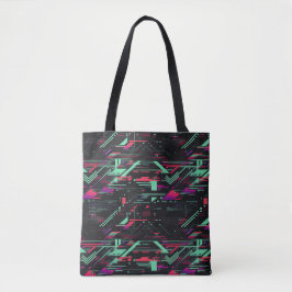 Lebhafter digitaler Glitch Geometric Tote-Sack Tasche